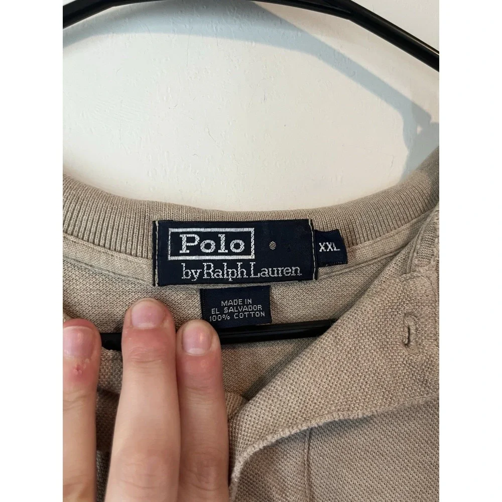 Vintage Polo Ralph Lauren Short Sleeve Polo Shirt Mens‎ XXL Beige Pony Logo